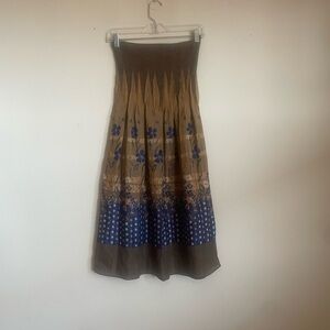 Brown Strapless Dress #summer #multicolored #strapless #brown